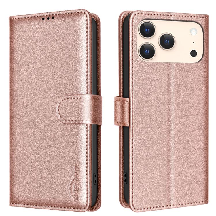 For iPhone 17 Pro Litchi Texture RFID Anti-theft Leather Phone Case(Gold)