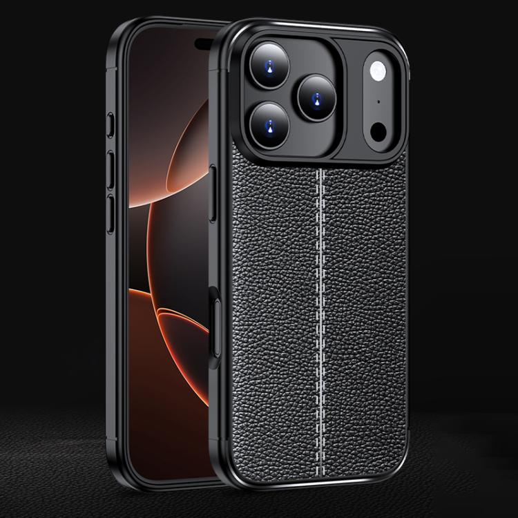 For iPhone 17 Pro Litchi Texture Shockproof TPU Phone Case(Black)