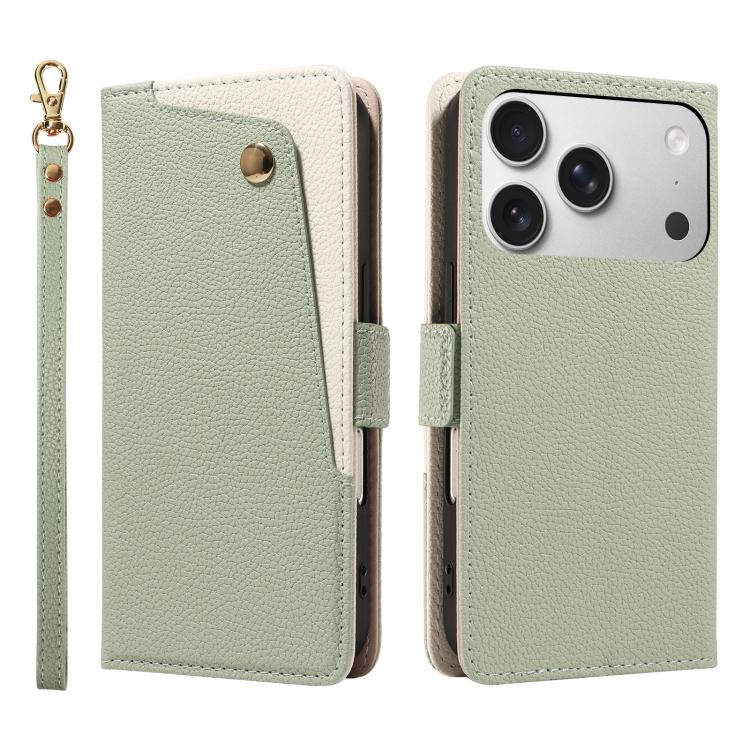 For iPhone 17 Pro Litchi Texture Wallet Mirror Leather Phone Case(Green)