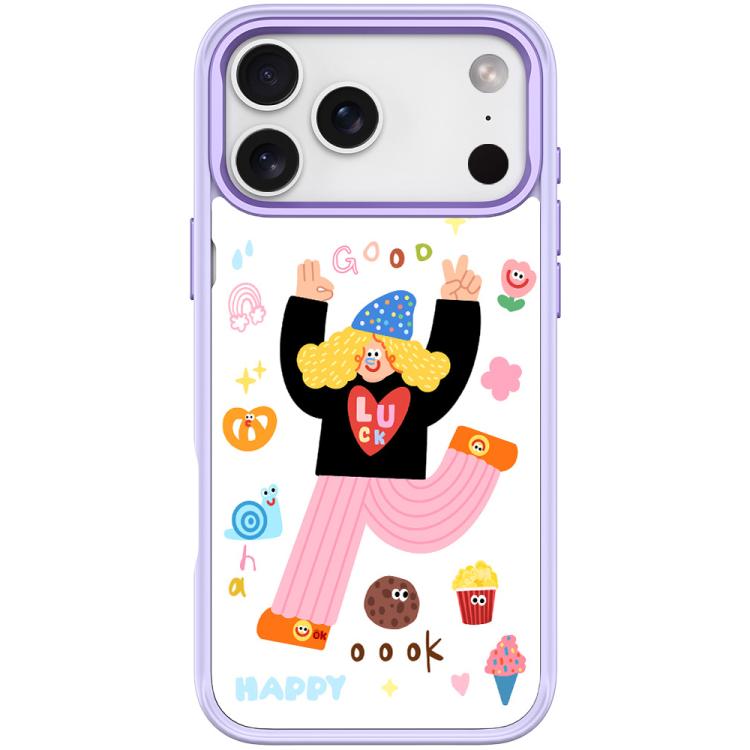 For iPhone 17 Pro Little Girl and Good Text Pattern Magnetic Phone Case(Light Purple)