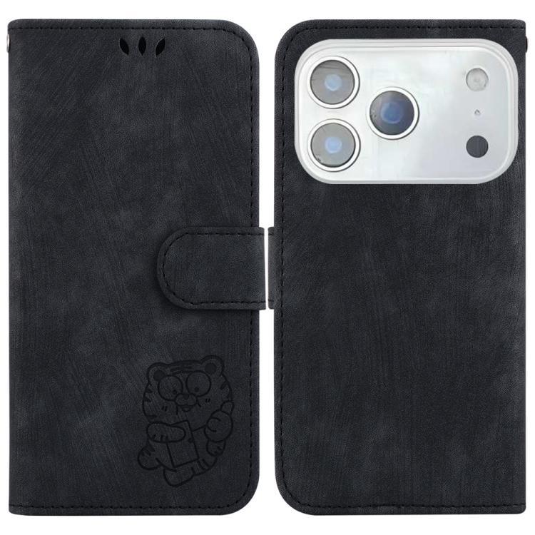 For iPhone 17 Pro Little Tiger Embossed Leather Phone Case(Black)