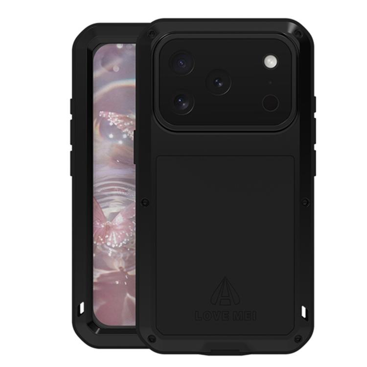 For iPhone 17 Pro LOVE MEI Metal Shockproof Life Waterproof Dustproof Phone Case(Black)