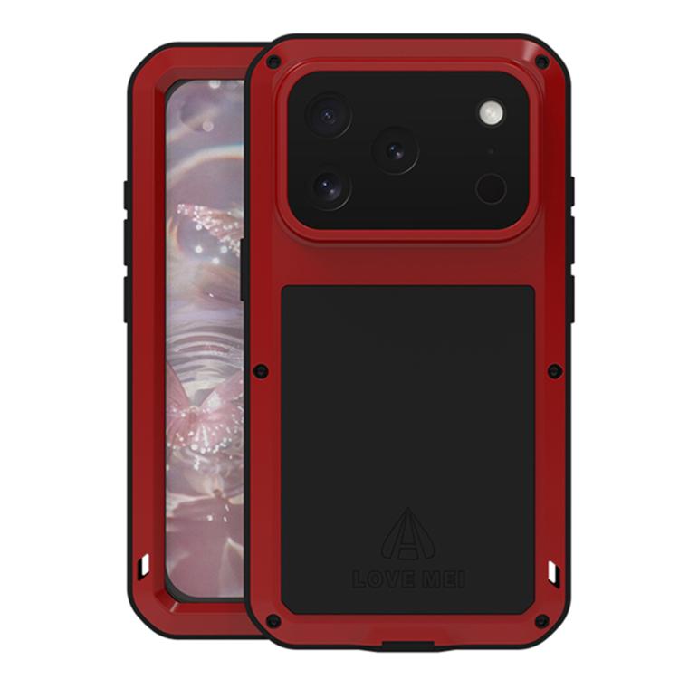 For iPhone 17 Pro LOVE MEI Metal Shockproof Life Waterproof Dustproof Phone Case(Red)