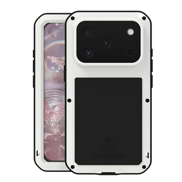 For iPhone 17 Pro LOVE MEI Metal Shockproof Life Waterproof Dustproof Phone Case(White)