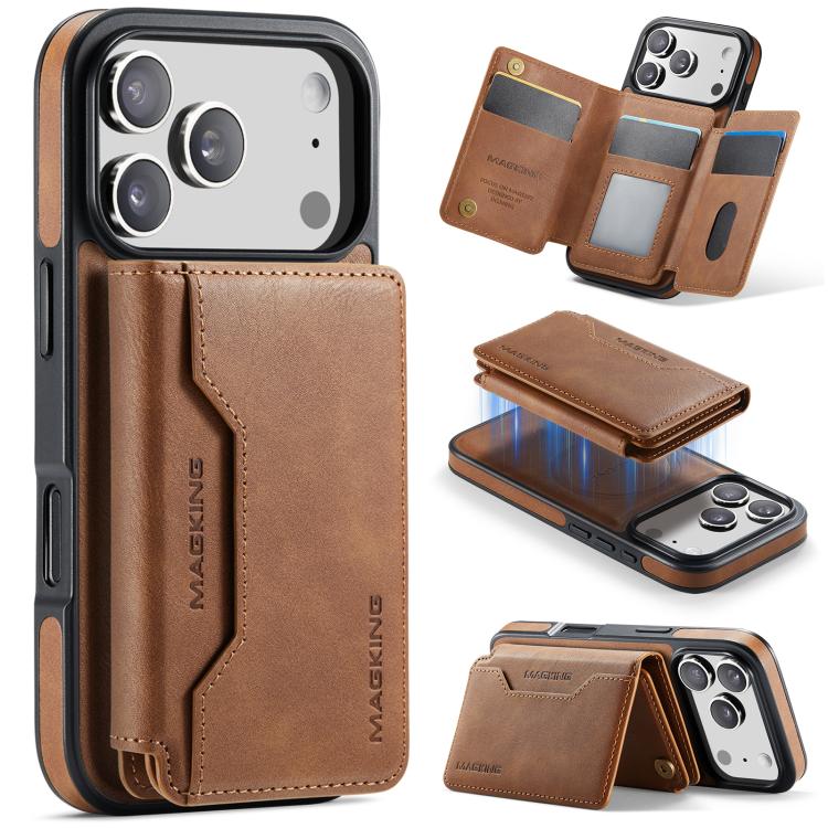 For iPhone 17 Pro MAGKING K3 Series MagSafe RFID K3 Pro Card Bag Detachable Phone Case(Brown)