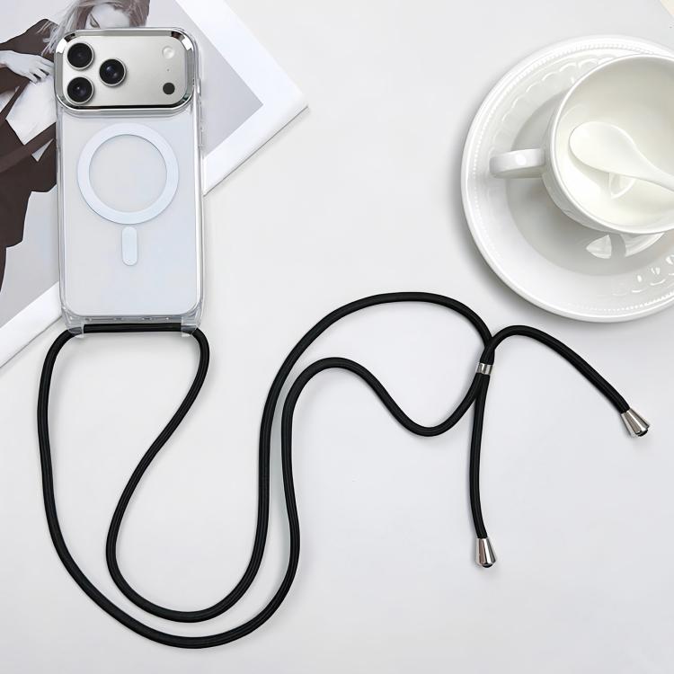 For iPhone 17 Pro MagSafe Magnetic PC + TPU Phone Case with Lanyard(Black)