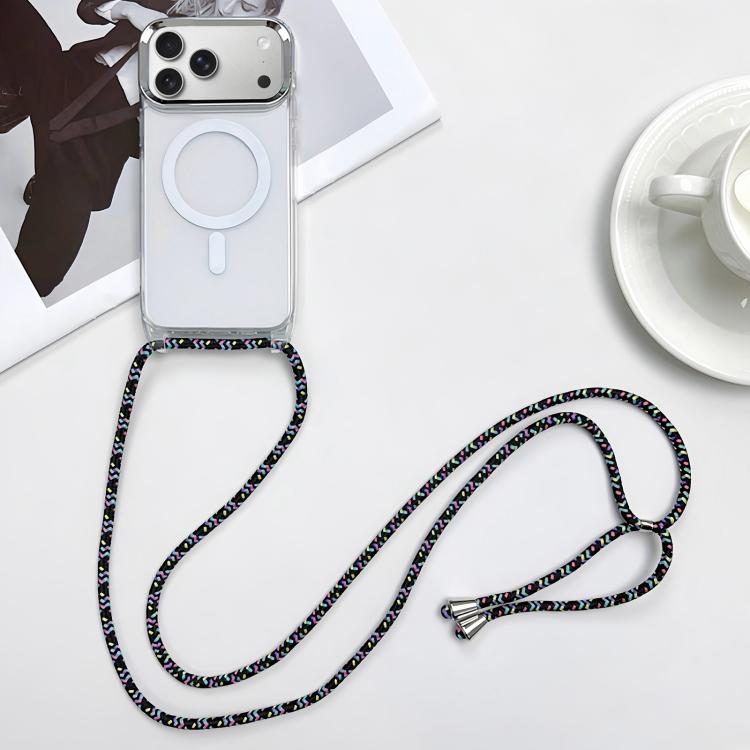 For iPhone 17 Pro MagSafe Magnetic PC + TPU Phone Case with Lanyard(Colorful Black)