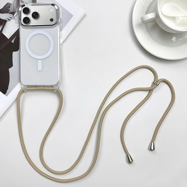 For iPhone 17 Pro MagSafe Magnetic PC + TPU Phone Case with Lanyard(Khaki)