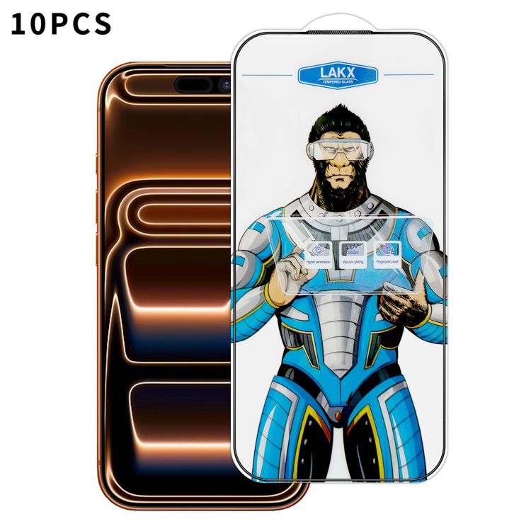 For iPhone 17 Pro Max 10pcs Blue Gorilla Anti-fingerprint Anti-static Silk Screen HD Electroplated Tempered Glass Film