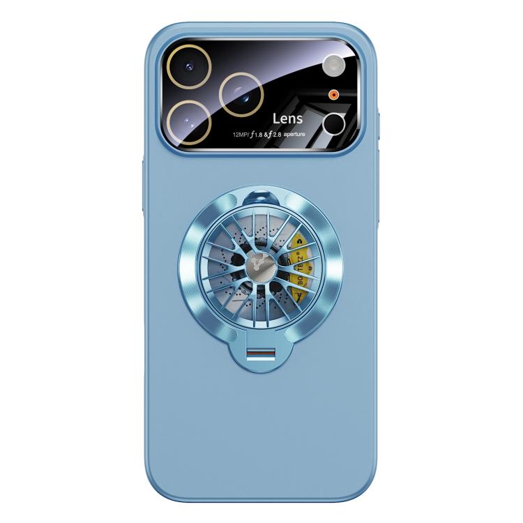 For iPhone 17 Pro Max Glaze PC Camera Window Gyro Kickstand Magnetic Phone Case(Blue)