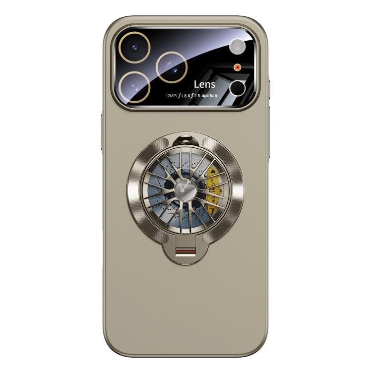 For iPhone 17 Pro Max Glaze PC Camera Window Gyro Kickstand Magnetic Phone Case(Grey)