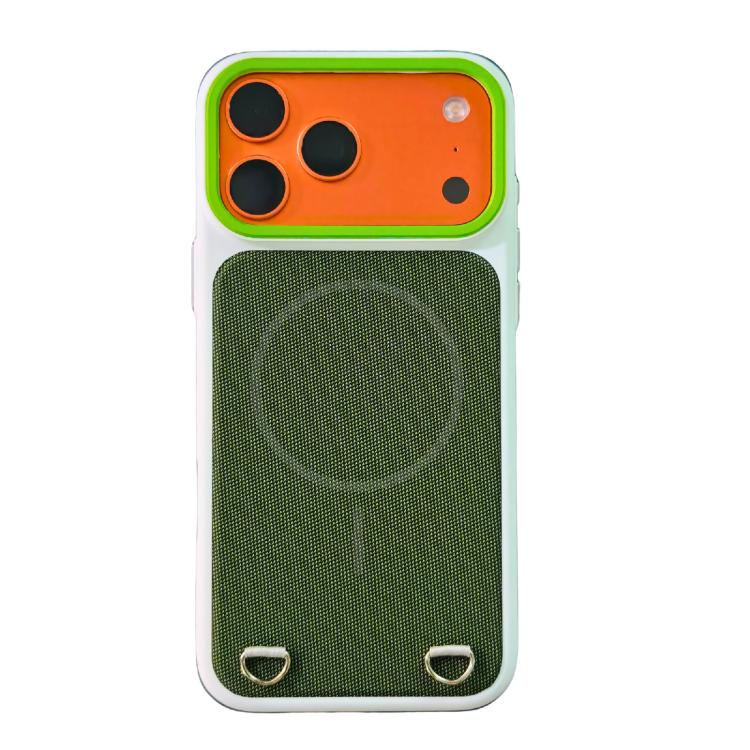 For iPhone 17 Pro Max Skin Feel PC + Technology Cloth Magnetic Phone Case(White Green)