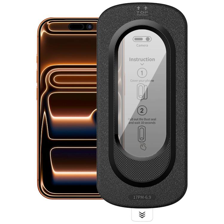 For iPhone 17 Pro Max Smooth Anti-Fingerprint Easy Install Dust-Free Box Privacy Tempered Glass Film
