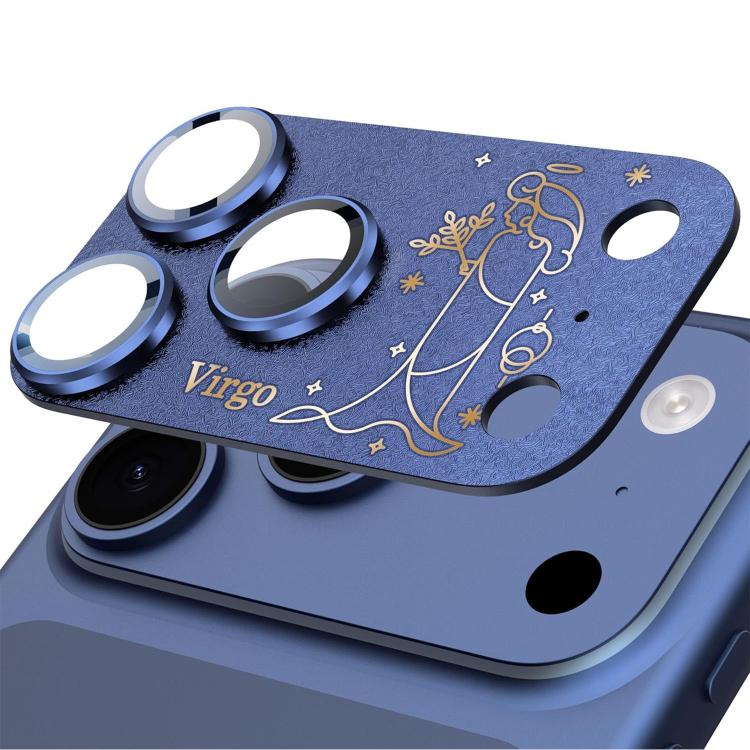 For iPhone 17 Pro Max Twelve Constellations Armor Integrated Full-Coverage Frosted Metal Camera Lens Film, Zodiac:Virgo(Blue)