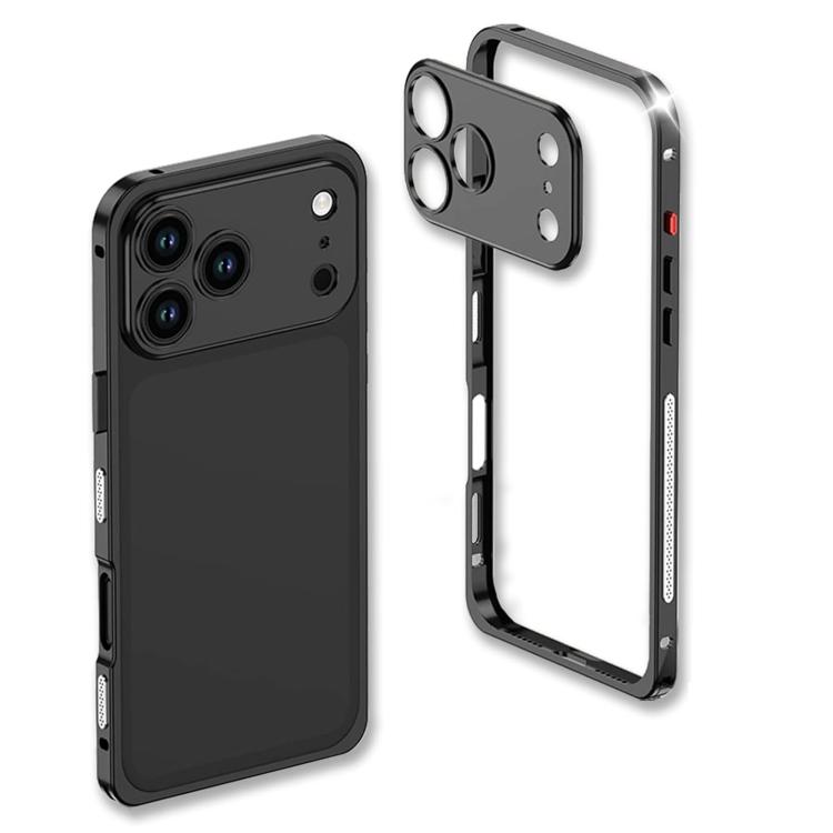 For iPhone 17 Pro Max Ultra-Thin Alloy Metal Frame Shockproof Phone Case with Lens Frame(Black)