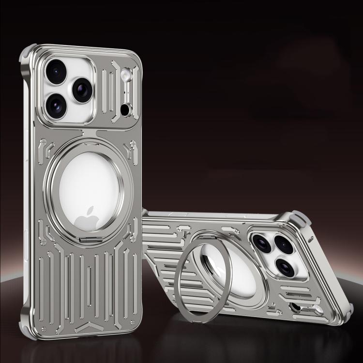 For iPhone 17 Pro Mech Series Cooling Rotating Holder Metal Frameless Phone Case(Titanium Grey)