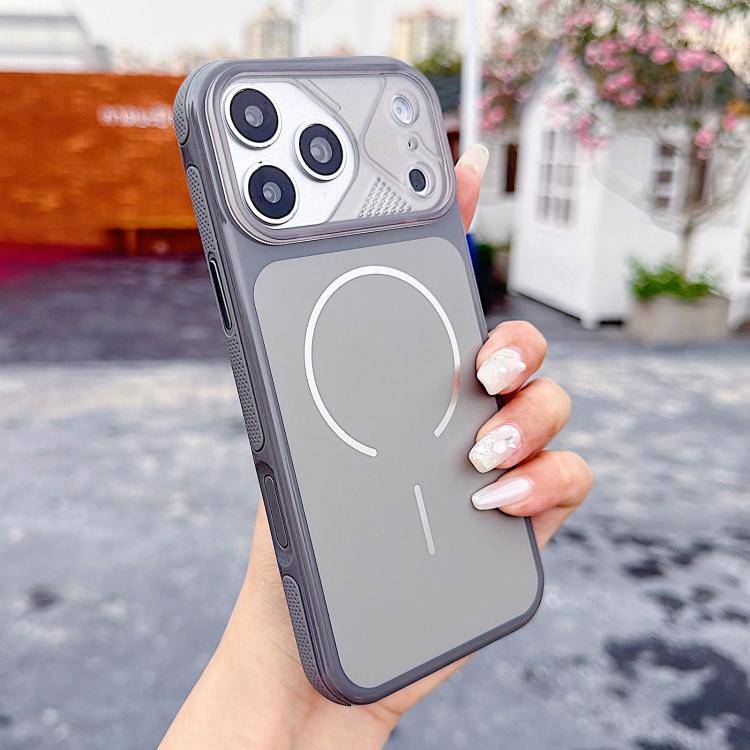 For iPhone 17 Pro Mecha Style Change to 17 Magnetic Phone Case(Grey)
