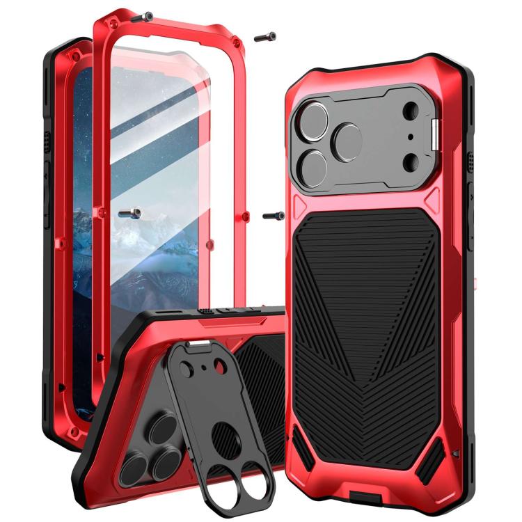 For iPhone 17 Pro Metal Armor Construction IP65 Waterproof Magnetic Phone Case(Red)