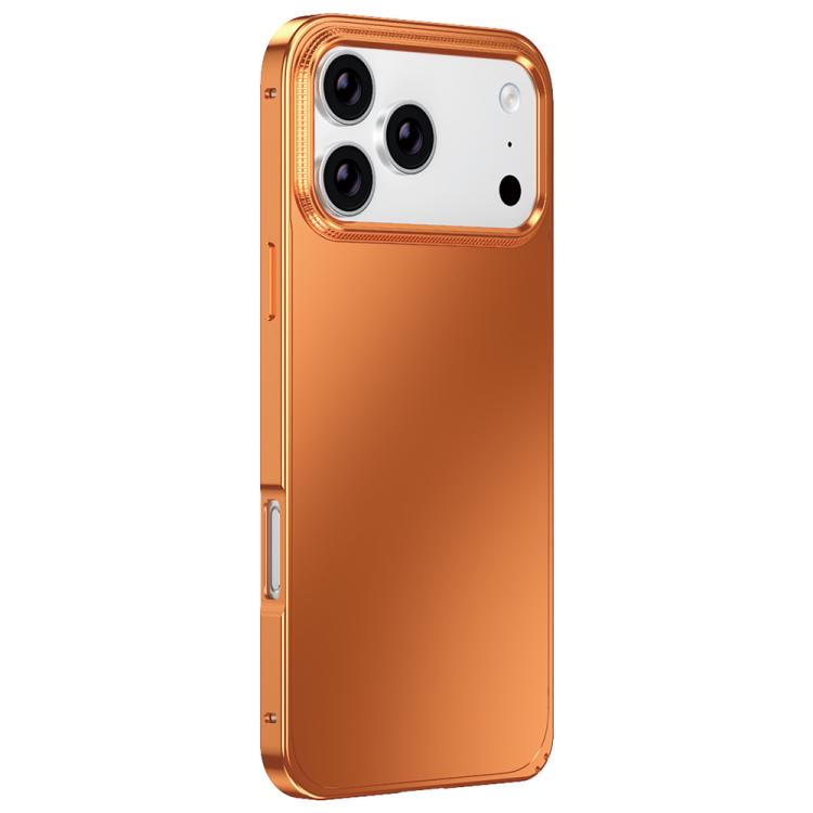 For iPhone 17 Pro Metal Frame Micro-frosted Back Panel Phone Case(Orange)