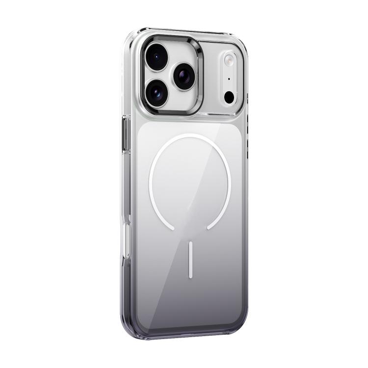 For iPhone 17 Pro Metal Lens Frame Gradient PC MagSafe Phone Case(Black)