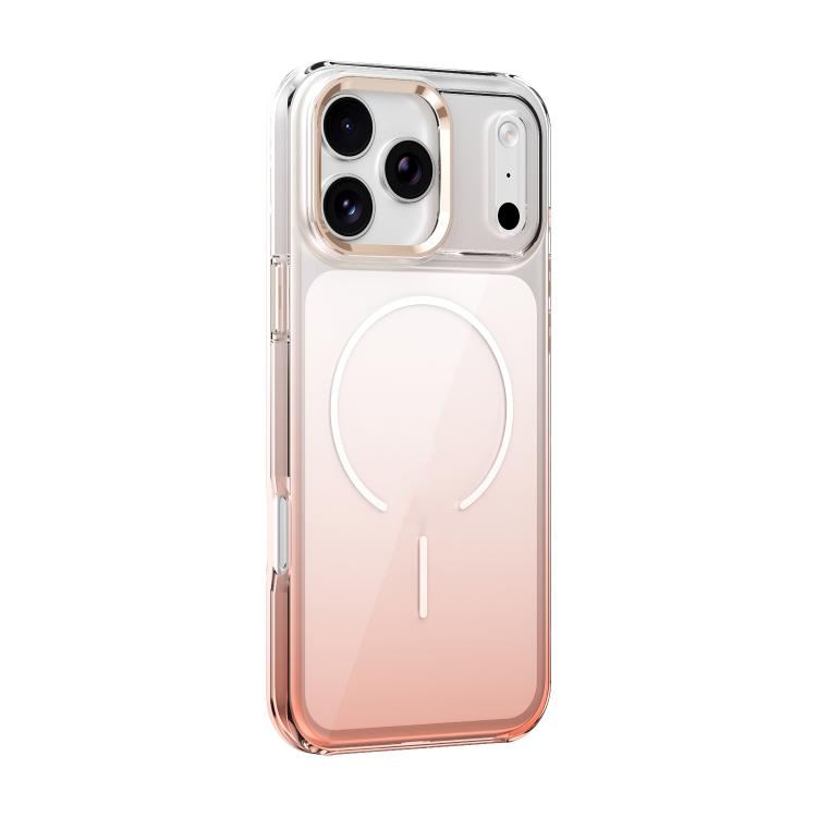For iPhone 17 Pro Metal Lens Frame Gradient PC MagSafe Phone Case(Gold)
