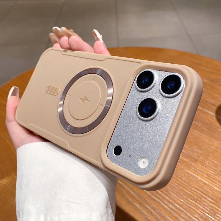 For iPhone 17 Pro Metal Magnetic Ring TPU Shockproof Phone Case(Khaki)
