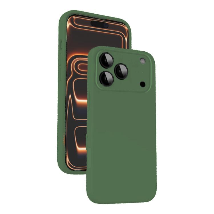 For iPhone 17 Pro Microfiber Liquid Silicone Shockproof Phone Case(Dark Green)