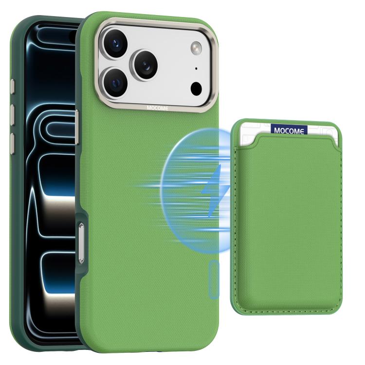 For iPhone 17 Pro Mocome Plain Magnetic Card Bag Phone Case(Green)