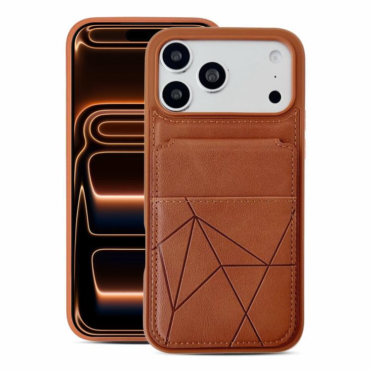 For iPhone 17 Pro Multifunctional Vertical Flip Card Wallet Holder Vegan Leather Back Phone Case(Brown)