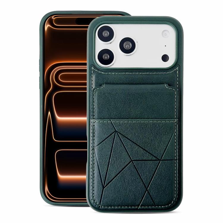 For iPhone 17 Pro Multifunctional Vertical Flip Card Wallet Holder Vegan Leather Back Phone Case(Green)