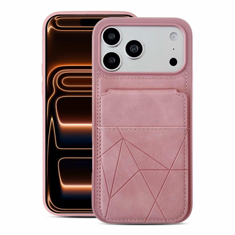 For iPhone 17 Pro Multifunctional Vertical Flip Card Wallet Holder Vegan Leather Back Phone Case(Pink)