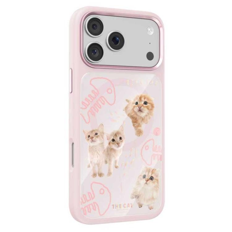 For iPhone 17 Pro Mutural Cats Pattern Liquid Silicone Magnetic Phone Case(Pink)
