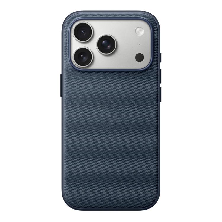 For iPhone 17 Pro Official Tech Fabric Texture Side-Stick TPU Magnetic Phone Case, No AI Camera Button(Blue)