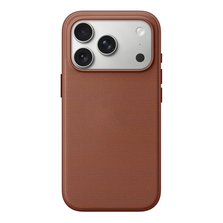 For iPhone 17 Pro Official Tech Fabric Texture Side-Stick TPU Magnetic Phone Case, No AI Camera Button(Brown)