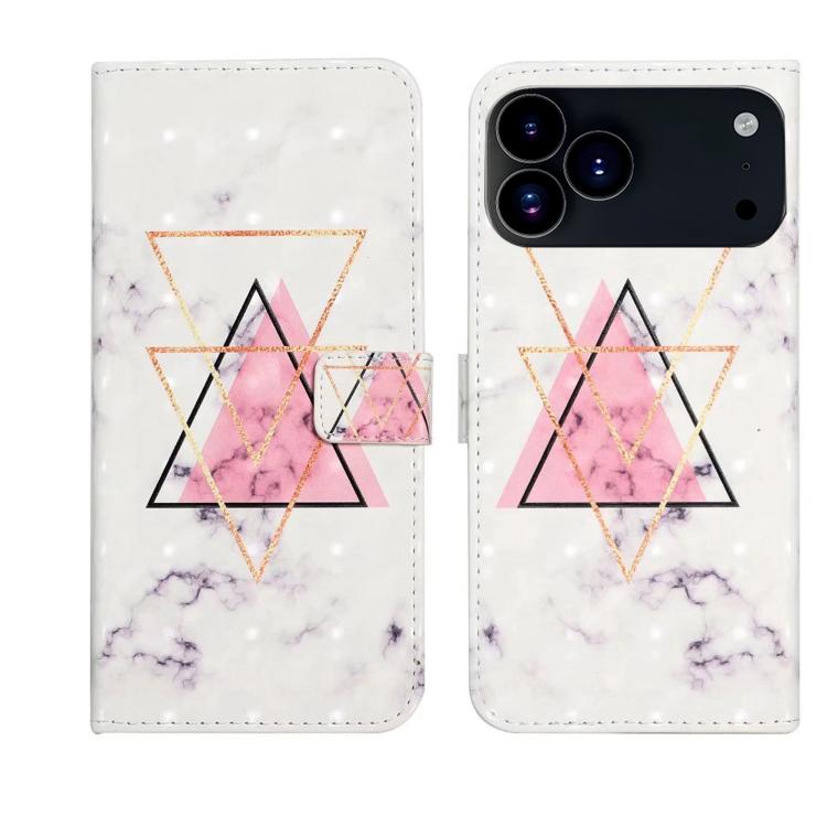 For iPhone 17 Pro Oil Embossed 3D Drawing Leather Phone Case(Triangular Marble)