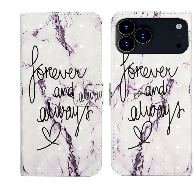 For iPhone 17 Pro Oil Embossed 3D Drawing Leather Phone Case(Words Marble)