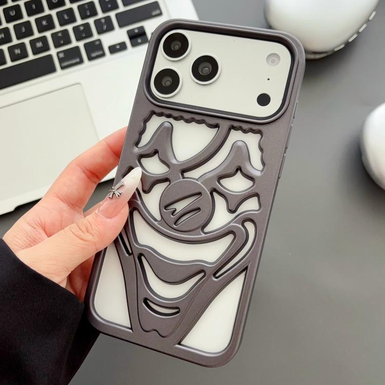 For iPhone 17 Pro Oil Spraying Hollow Out Clown Heat Dissipation TPU Phone Case(Light Purple)