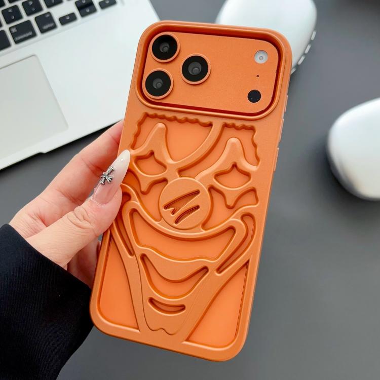 For iPhone 17 Pro Oil Spraying Hollow Out Clown Heat Dissipation TPU Phone Case(Orange)