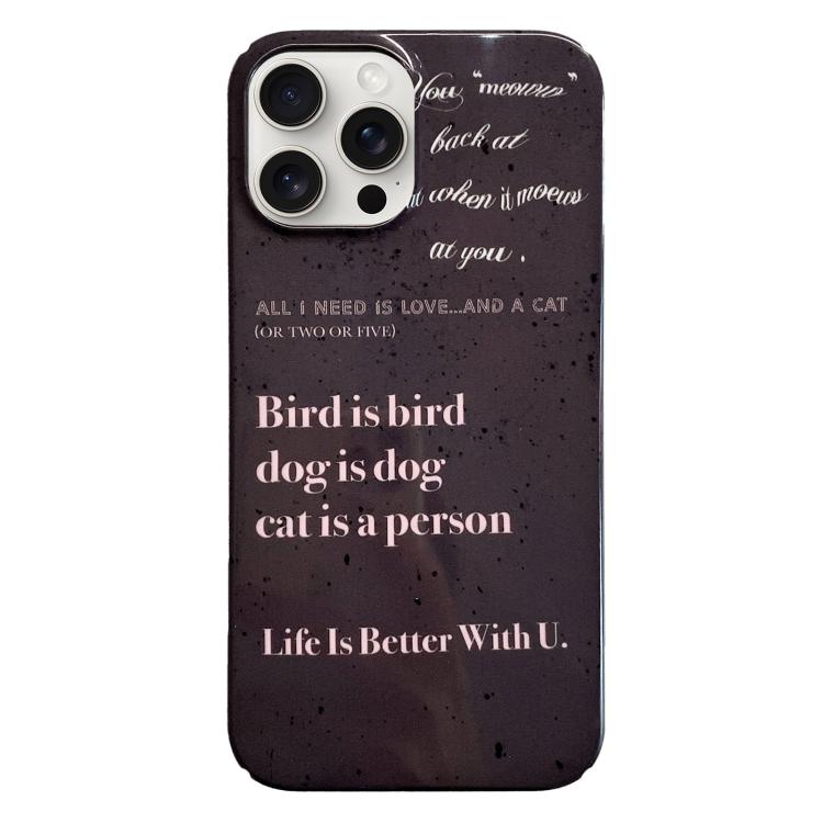 For iPhone 17 Pro Painted Pattern PC Phone Case(Alphabet Black)