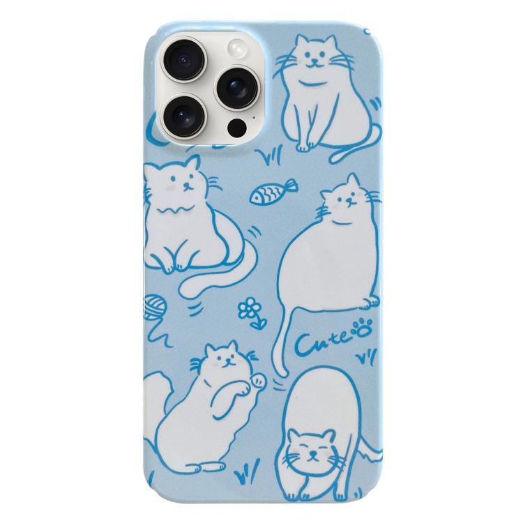 For iPhone 17 Pro Painted Pattern PC Phone Case(Funny Cat)