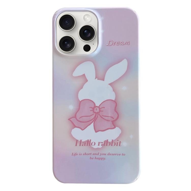 For iPhone 17 Pro Painted Pattern PC Phone Case(Pink Bowknot Bunny)
