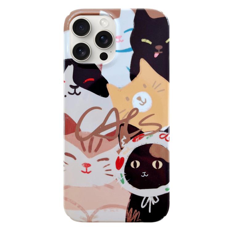 For iPhone 17 Pro Painted Pattern PC Phone Case(Stacked Cats)