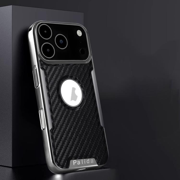 For iPhone 17 Pro Palida Y7 Electroplated Carbon Fiber Texture Lens Film Phone Case(Black)