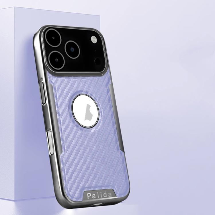 For iPhone 17 Pro Palida Y7 Electroplated Carbon Fiber Texture Lens Film Phone Case(Purple)