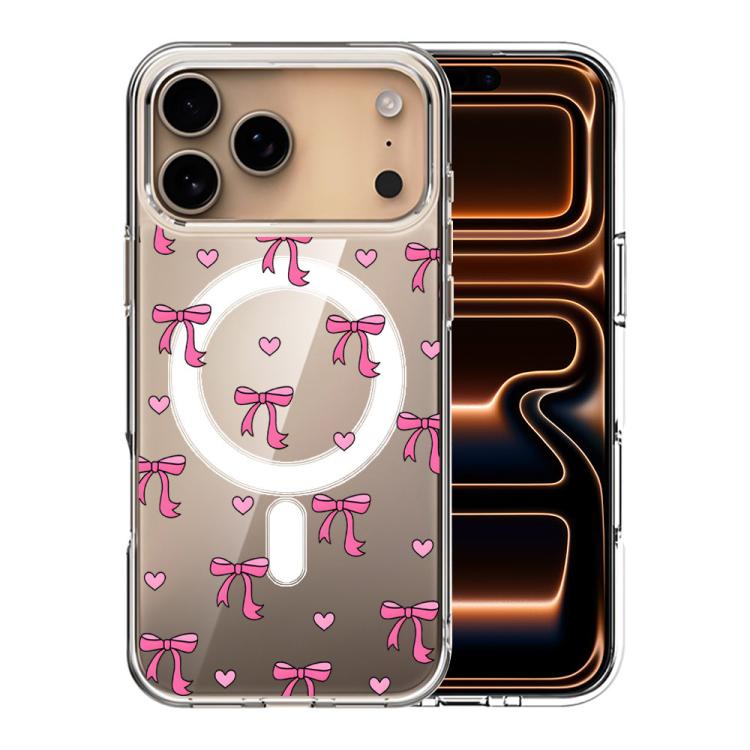 For iPhone 17 Pro Pattern Printing TPU + PC Magnetic Shockproof Phone Case(Bow 029)