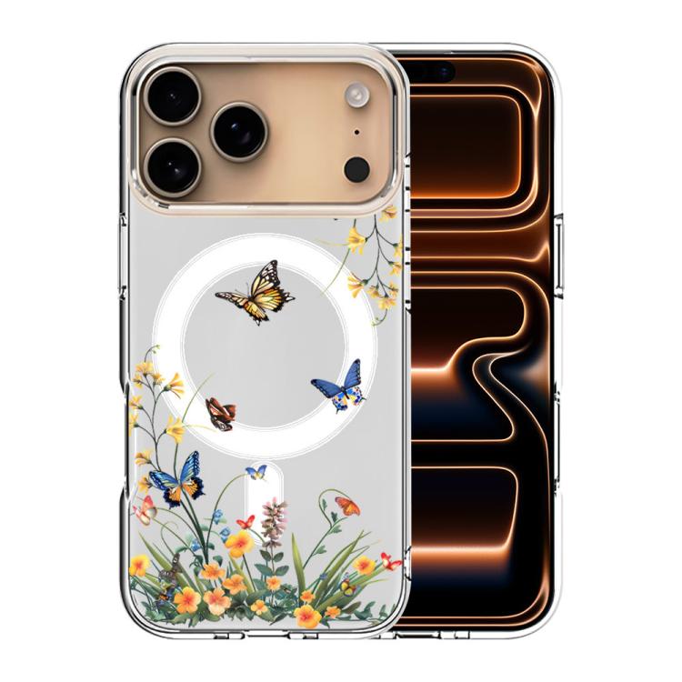 For iPhone 17 Pro Pattern Printing TPU + PC Magnetic Shockproof Phone Case(Butterfly 040)
