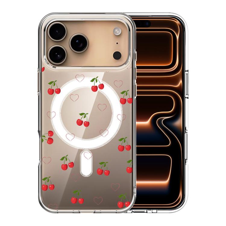 For iPhone 17 Pro Pattern Printing TPU + PC Magnetic Shockproof Phone Case(Cherry 025)