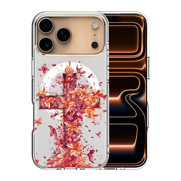 For iPhone 17 Pro Pattern Printing TPU + PC Magnetic Shockproof Phone Case(Cross 017)