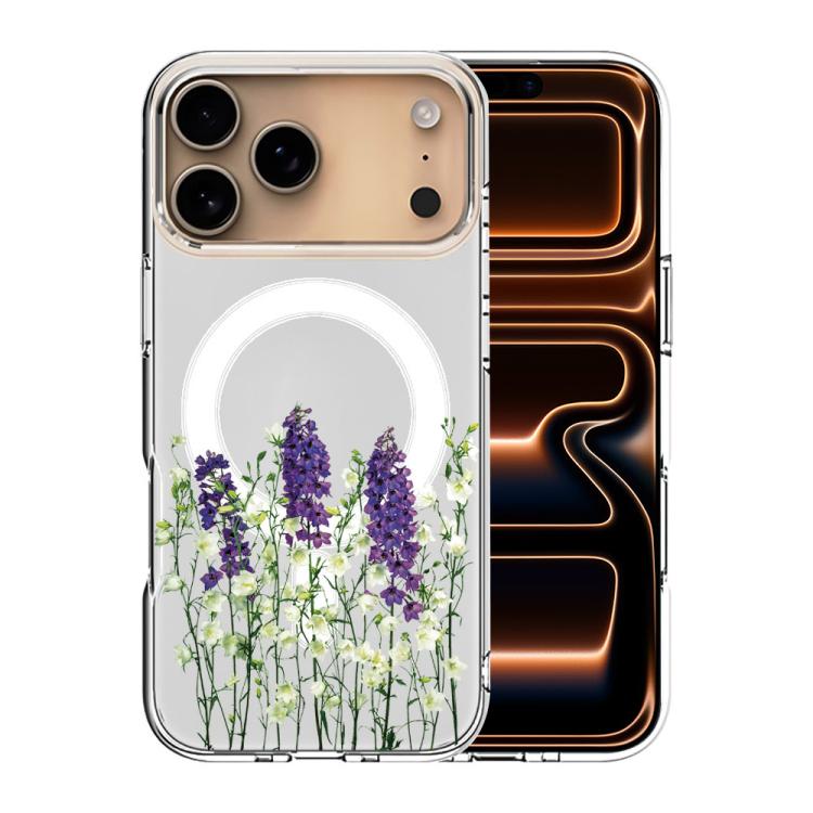 For iPhone 17 Pro Pattern Printing TPU + PC Magnetic Shockproof Phone Case(Lavender 015)