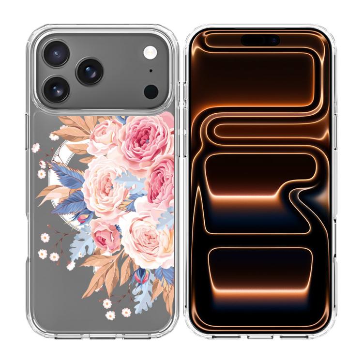 For iPhone 17 Pro Pattern Printing TPU + PC Magnetic Shockproof Phone Case(Pink 012)